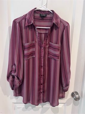 A. Byer Striped Button-Down Shirt Size XL